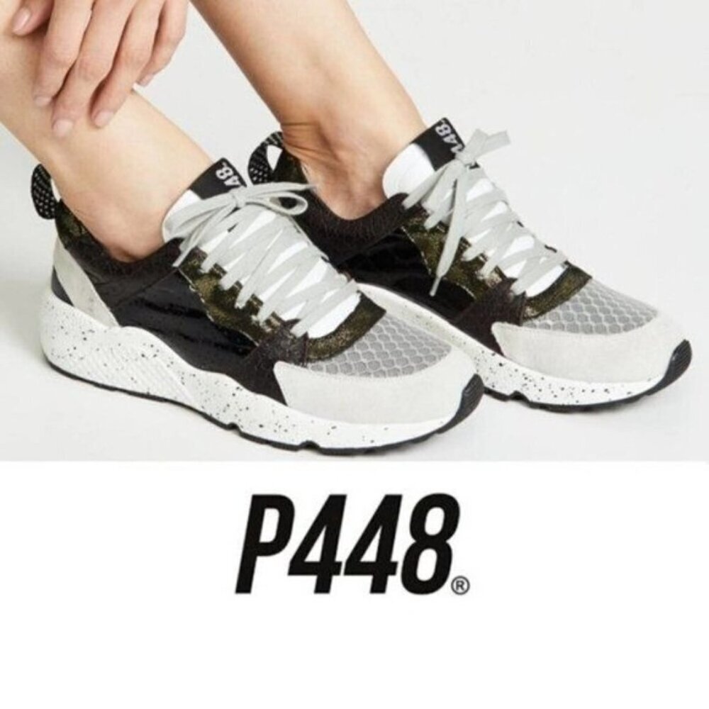P448 Alex Sneakers Shoes Black White Gray‎ Size 36 New